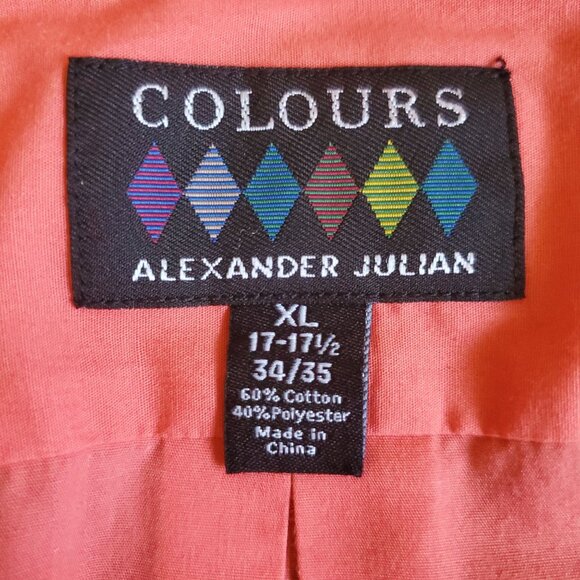 NWOT Alexander Julian Men XL Shirt Coral Extra Buttons Box Pleat 2-Button Cuff - Picture 3 of 8